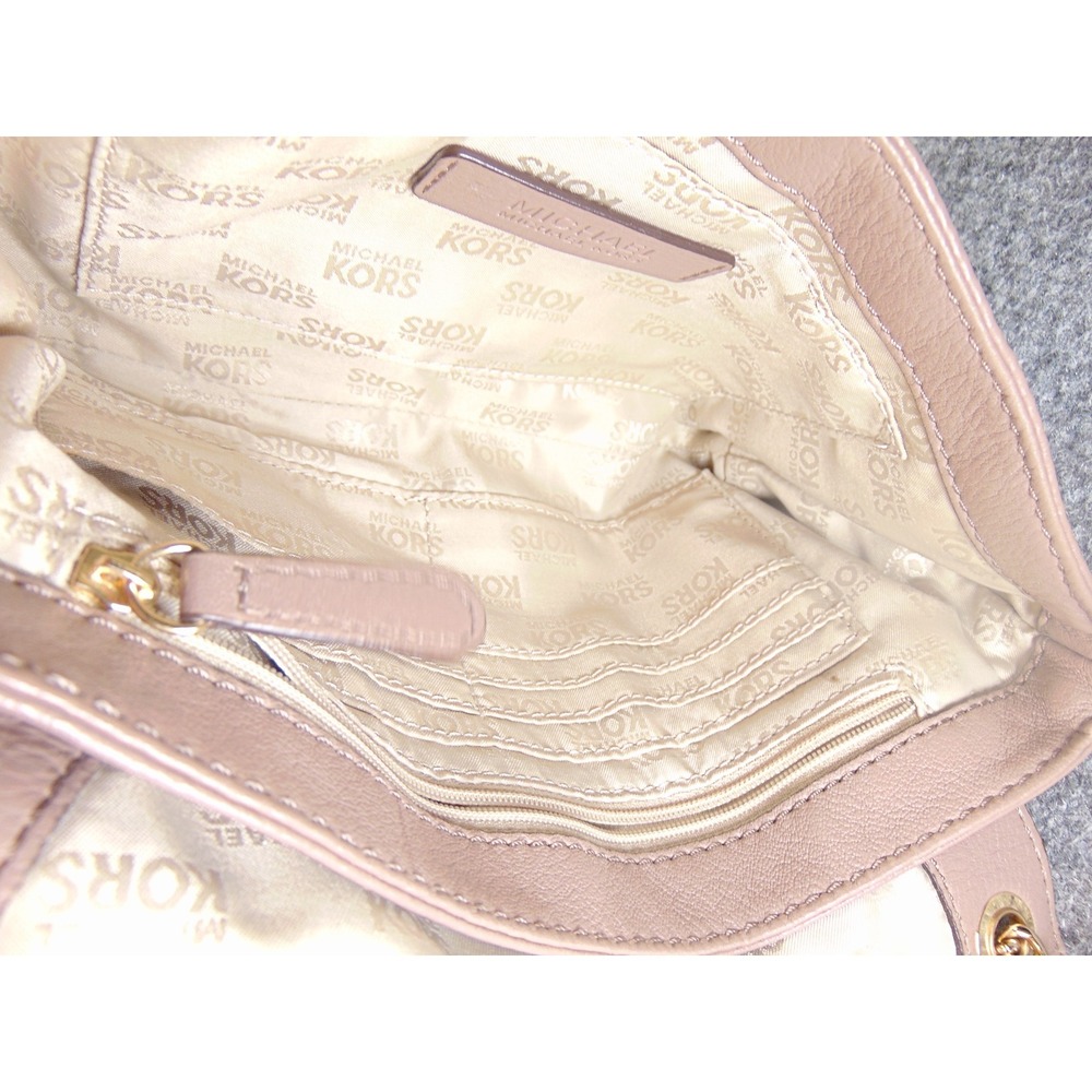 Michael Kors Fulton Large Flap Crossbody Bag Tan Pebbled Leather Chain - Picture 12 of 16